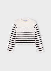 Девичий полосатый вязаный свитер Mayoral 98 Молочный 4014