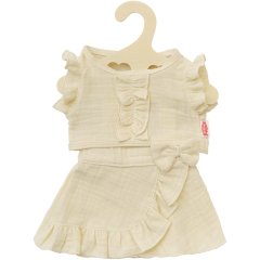 Комплект кофточка+юбка из муслина, молочный, на игрушку высотой 28-35 см Heless 1422