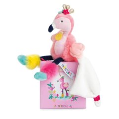 Мягкая игрушка Doudou Tropicool Фламинго с одеялом DC3281