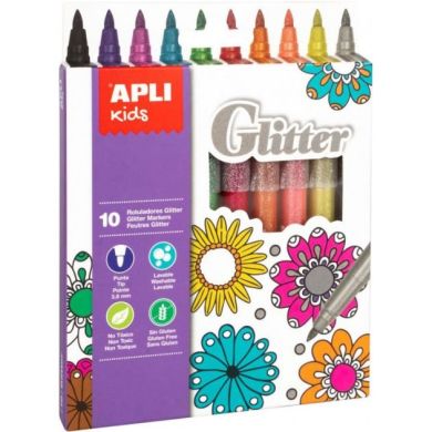 Набор маркеров Apli Kids Glitter с блестками 10 цветов 18218