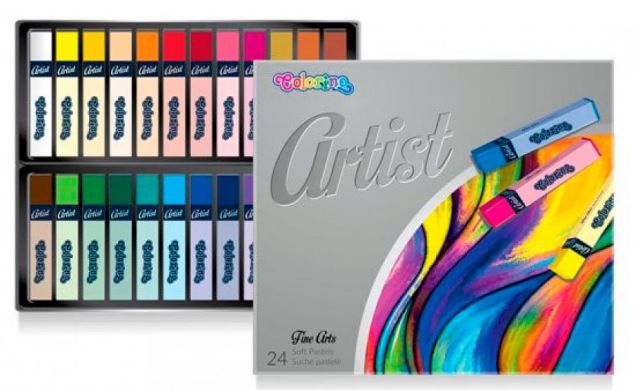 Пастель суха Colorino Artist квадратна в пластиковому контейнері 24 кольори 65245PTR