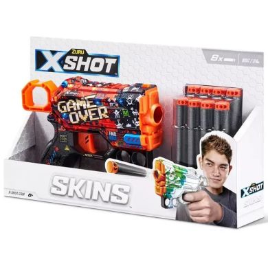 Быстрострельный бластер X-SHOT Skins Menace Game Over (8 патронов), 36515B