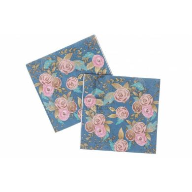 Праздничные салфетки Розы на синем 33х33 см, 20 шт LaPrida 5-70404