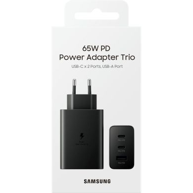 Зарядное устройство сетевое Samsung 65Вт 2xUSB-С PD PPS/USB-A, черный EP-T6530NBEGEU