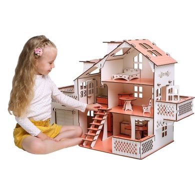 Кукольный дом большой GoodPlay 85х35х55 с гаражом и подсветкой В 012