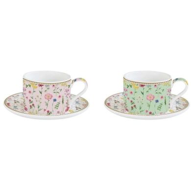 Набір із 2 чашок, 240 мл із блюдцями з порцеляни MEADOW FLOWERS POZZI MILANO M006R0132MFLO