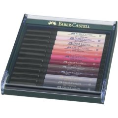 Набор капиллярных ручек-кисточек Faber Castell PITT ARTIST PEN BRUSH SKIN 12 цветов 25602