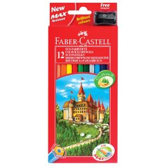 Карандаши цветные Faber-Castell 12 цветов и точилка 5514