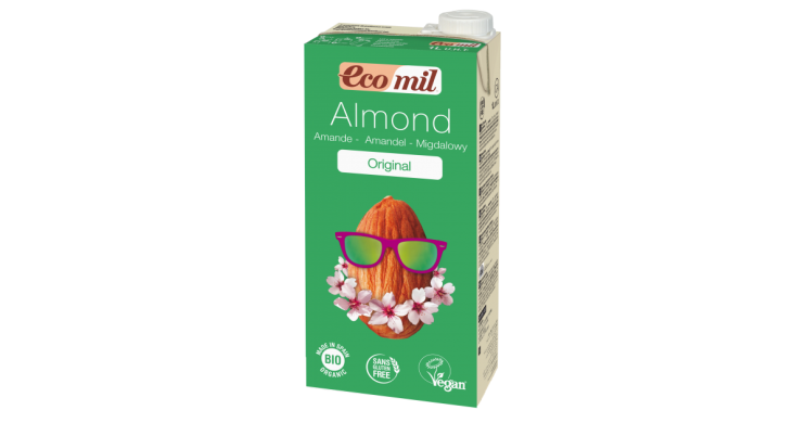Органическое растительное молоко Ecomil Миндальное с сиропом агавы без сахара 1 л 230016 8428532230016