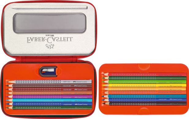 Подарунковий набір кольорових олівців Grip «Джунглі», 16 кольорів + простий олівець і точилка Faber-Castell 27634