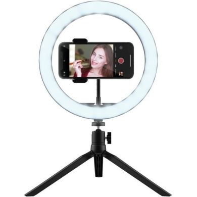 Штатив со светодиодным кольцом Trust MakuRing Light Vlogging kit Black 24393_TRUST