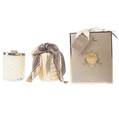 Свеча кремовая аромат ванили+шарф и крышка с золотой пчелкой Cote noire HCG03
