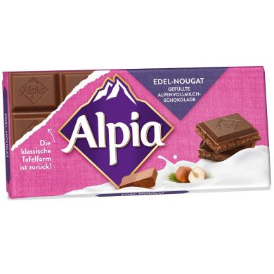 Альпійський молочний шоколад з дрібною нуга-начинкою 100 г Alpia 702866