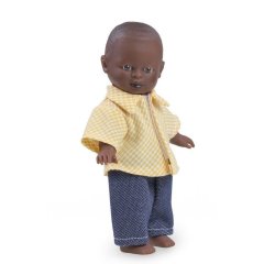 Кукла Дети Мира: мальчик в клетчатой рубашке и джинсах азиат 18 см The Doll Factory Kids of a world 01.62007