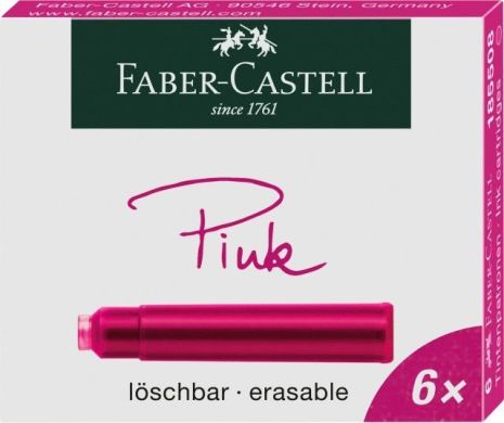 Картриджі для пір'яних ручок Faber-Castell стандартні 6 шт рожеві 28633