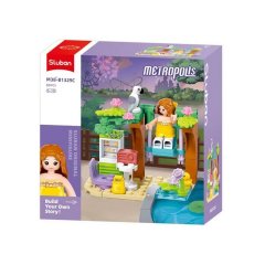 Конструктор SLUBAN M38-B1329C розовая серия, качели, фигурка, 69 дет., кор., 12-12-6 см. M38-B1329C