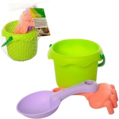 Набор для песочницы HG-750 ведерко, лопатка, грабли, мягкий, сетка, 18-12-11 см 6903180678011