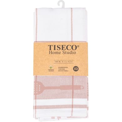 Набор кухонных полотенец PHARAO, 50x70см, (3шт), розовый Tiseco 9583PиндияK-SET3