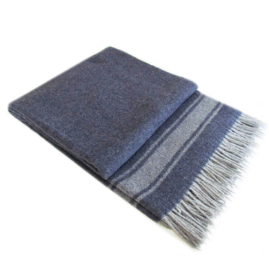 Плед кашемировый Safalano Wool Mix SoundSleep синий с полоской 19И1-1/1 237.239 653590751083, 140 x 200