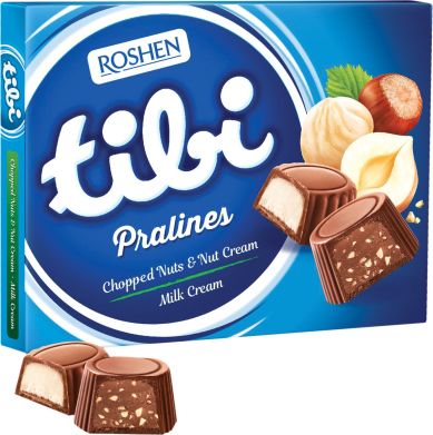 Цукерки Roshen Tibi Pralines Chopped nuts & Nut cream/Milk cream 117 г 9100000347