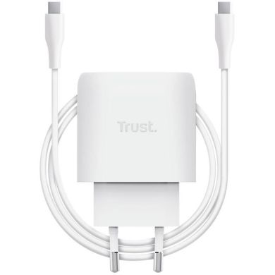 Зарядний пристрій мережевий Trust Maxo 45Вт, GaN, USB-C PD/PPS, білий 25522_TRUST