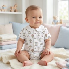 Боди Передняя застежка с коротким рукавом и воротником для детей My Little Pie Merry Go 50 BSHL012CL