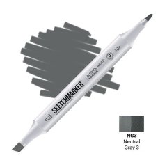 Маркер спиртовой двухсторонний Sketchmarker Neutral Gray 3 Серый нейтральный 3 SM-NG03
