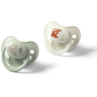 Пустышка анатомическая силиконовая 6-18 мес. бежевая зеленая BabyOno 1670/02