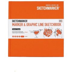 Скетчбук SketchMarker Marker&Graphic 163x163 мм 48 арк. 180 г/м² тверда обкладинка помаранч. MGLHSQ/ORAN