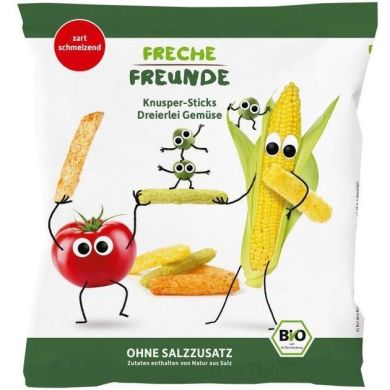 Снеки кукурудзяно-рисові органічні Freche Freunde Овочевий мікс без солі та без цукру 30 г 524213 4260618524213