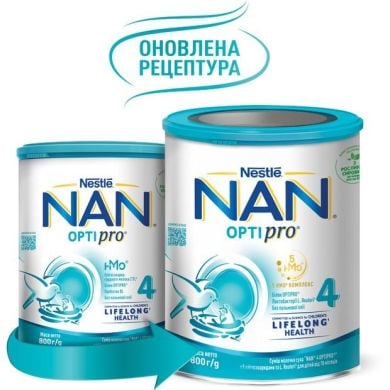 Суміш молочна суха NAN 4 Optipro з 5 олігосахаридами та L. Reuteri для дітей від 18 місяців 800 г 8445291444225
