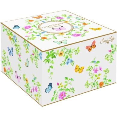 Чашка 240 мл с блюдцем из фарфора DANCING BUTTERFLIES POZZI MILANO 3124DANB