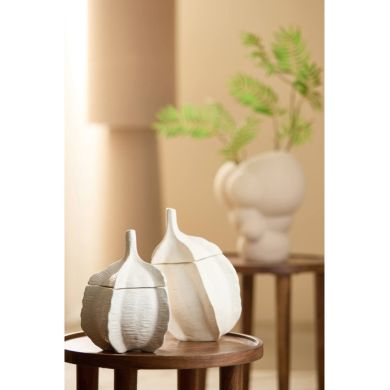 Декоративна ваза з кришкою &Oslash;21&times;27 см, SABARA, глянцева, кремова Light&Living 7491143
