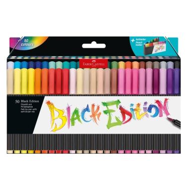 Фломастер-кисть 50 цветов Black Edition, в картоне 116454