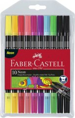 Фломастеры двусторонние Fibre tip NEON 10 цветов Faber-Castell 30320