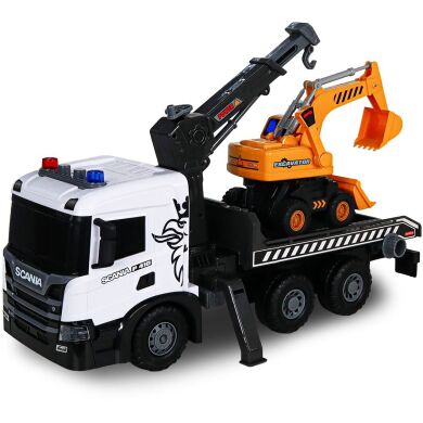 Ігровий набір серії Super Big Truck &ndash; АВТОКРАН SCANIA З ЕКСКАВАТОРОМ (світло, звук) 5004KS