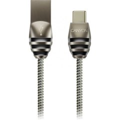 Кабель Canyon Type C USB 2.0 1 м, black-grey(Metallic shell; Power & data output 5V, 2A, OD 3.5mm) CNS-USBC5DG