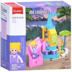 Конструктор SLUBAN M38-B1329D розовая серия, парк развлечений, горка, фигурка, 60 дет., кор., 12-12-6 см. M38-B1329D