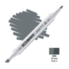 Маркер Sketchmarker 2 пера: тонке і долото Simple Gray 4 SM-SG04