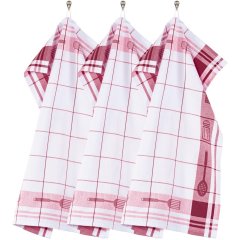 Набор кухонных полотенец PHARAO, 50x70см, (3шт), красный Tiseco 9583RED-SET3