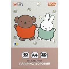 Бумага цветная односторонняя Yes Miffy, 20 листов, А4, скоба 955498