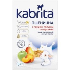 Пшеничная каша на основе козьего молока с грушей, яблоком и персиком для детей от 5 месяцев. Kabrita 8716677010960