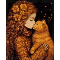 Алмазная мозаика SANTI Девочка и котенок, 40*50см на подрамнике Santi 956047