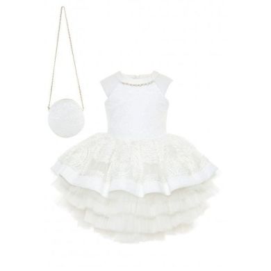 Белое платье с цветочным принтом и пайетками 4 Pamina 30127PR