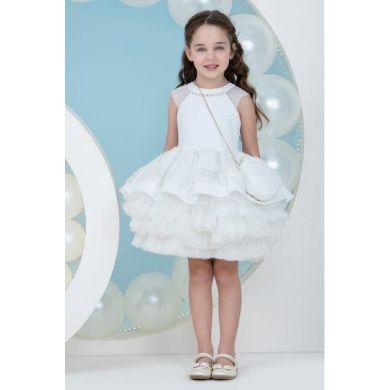 Белое платье с цветочным принтом и пайетками 4 Pamina 30127PR