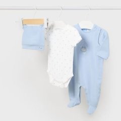 Комплект Комбинезон закрытая ножка, длинный рукав, шапочка 1B, р.56 Mayoral Голубой 1723