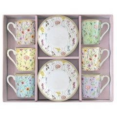 Набір із 6 чашок для еспресо, 100 мл з блюдцями MEADOW FLOWERS POZZI MILANO M006R0126MFLO