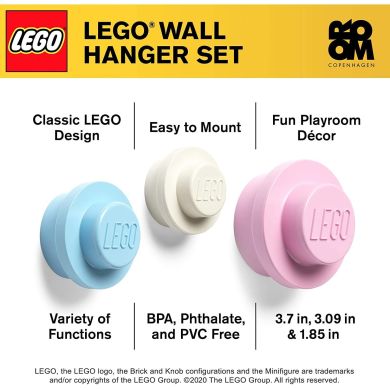 Набор настенных вешалок (голубая белая розовая) Lego 40161736