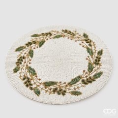 Плейсмат для тарелки венок бело-зеленый, d 36 EDG 7800303A170