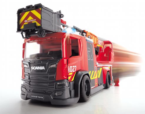 Пожарная машина Dickie Toys «Скания» с телескопической лестницей, со звуком и световыми эффектами 35 см 3716017